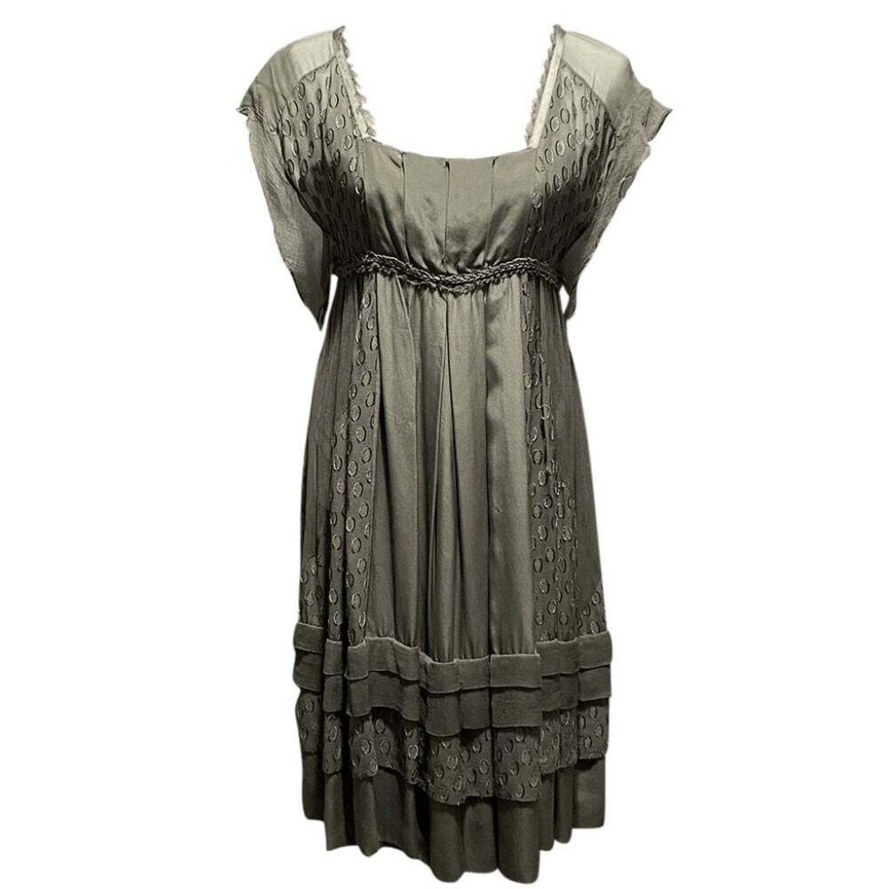 Taupe Chiffon Peasant Dress